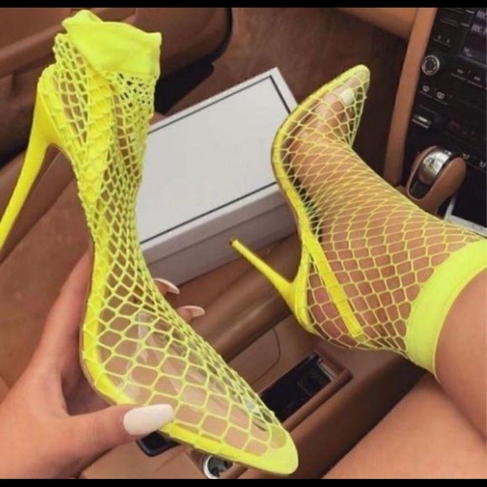 NEW Fishnet Slingback Heels  